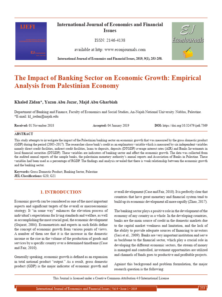 Banking Sector's Impact on Palestine's GDP | PDF | Economic Growth ...