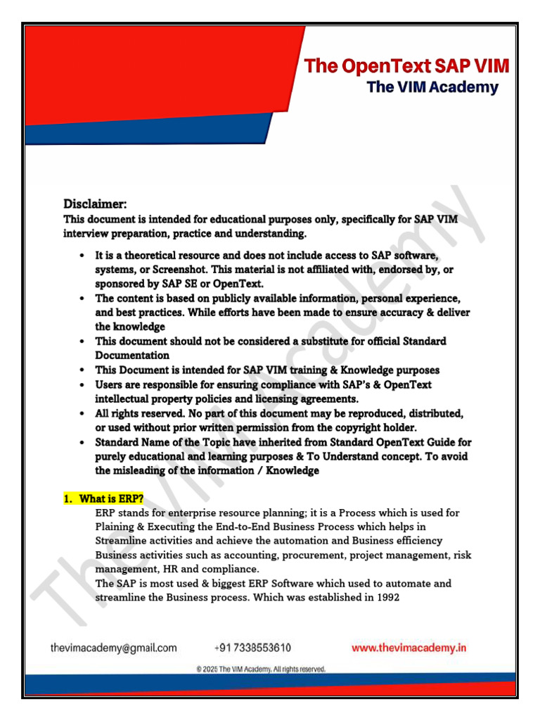 SAP VIM Interview Preparation Guide | PDF | Cloud Computing | Transport ...
