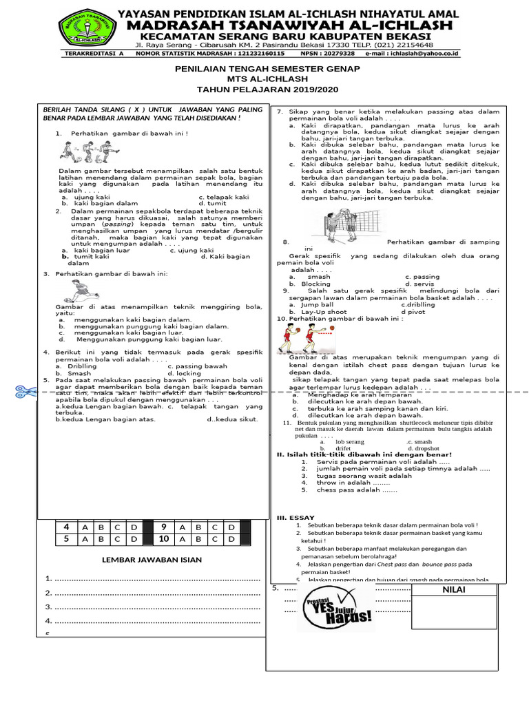 FORMAT PTS GENAP PJOK 9 | PDF