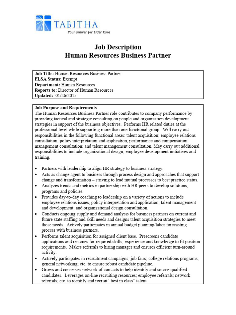 HR BP Roles and Responsibilities | PDF | Human Resources | Talent ...