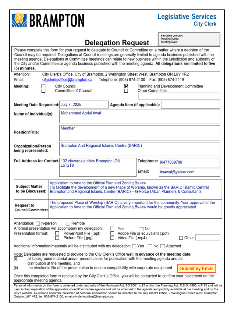 Delegation Request Form - Filled - Sample (Final) | PDF