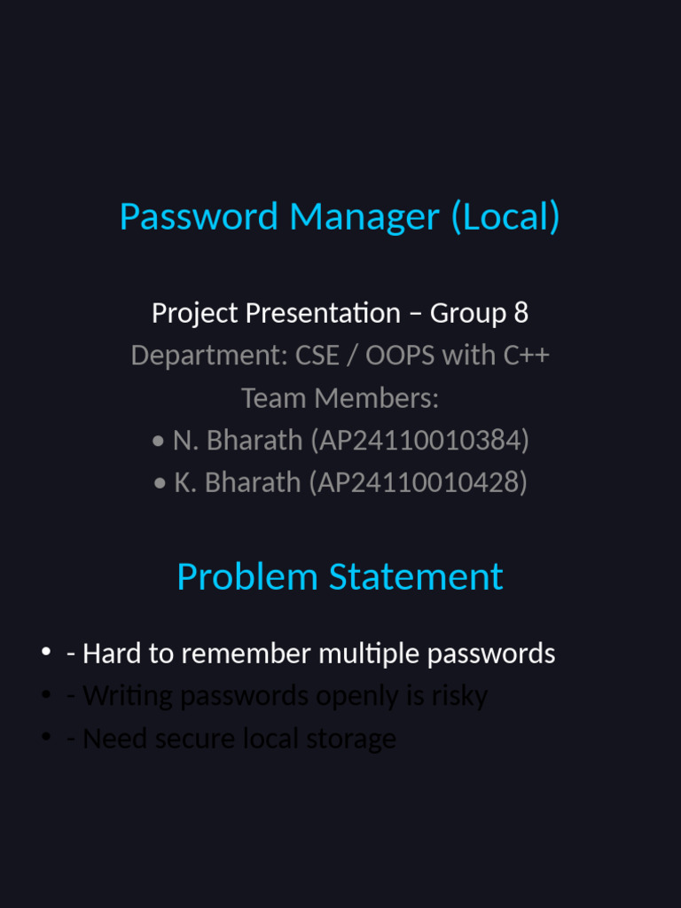 Local Password Manager Project Overview | PDF
