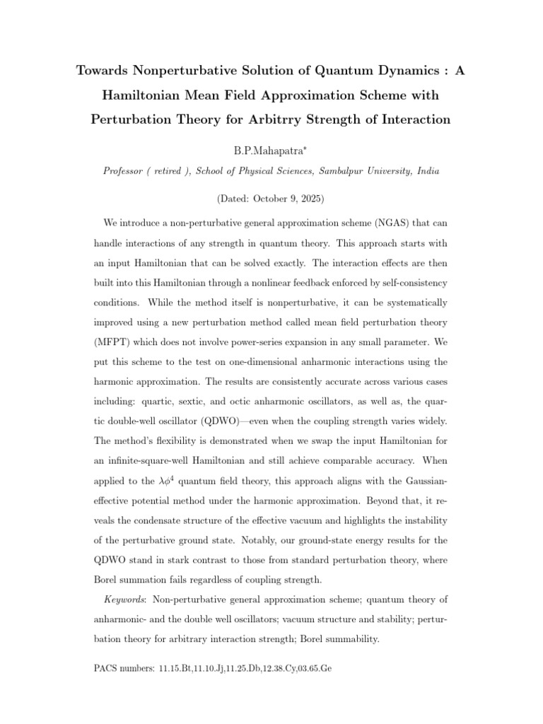 Nonperturbative Quantum Dynamics Method | PDF | Perturbation Theory ...
