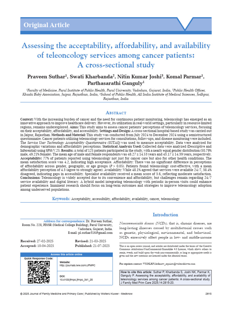 Proud To Share Our Latest Research 1754643728 | PDF | Primary Care | Cancer