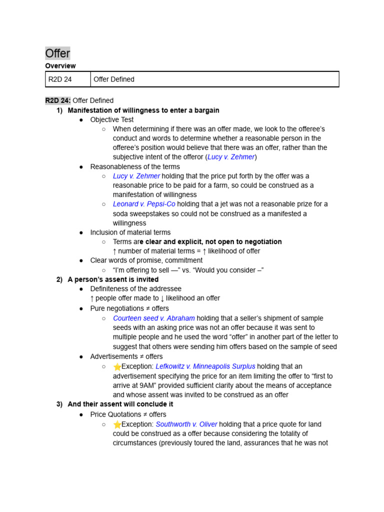 Contracts Malloy F22 | PDF | Offer And Acceptance | Breach Of Contract