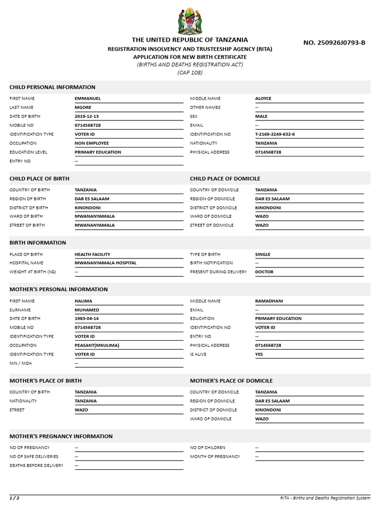 Application-Form-20250925b 2209 250929 185030 | PDF | Tanzania ...