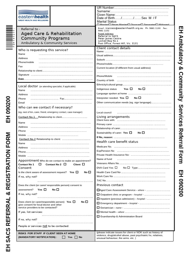 Eh 090200 Sacs Ref Form E-Form Version Barcoded | PDF | Physical ...