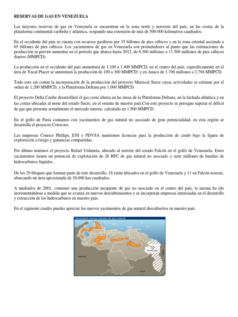 Reservas de Gas Natural en Venezuela | PDF | Venezuela | Petróleo
