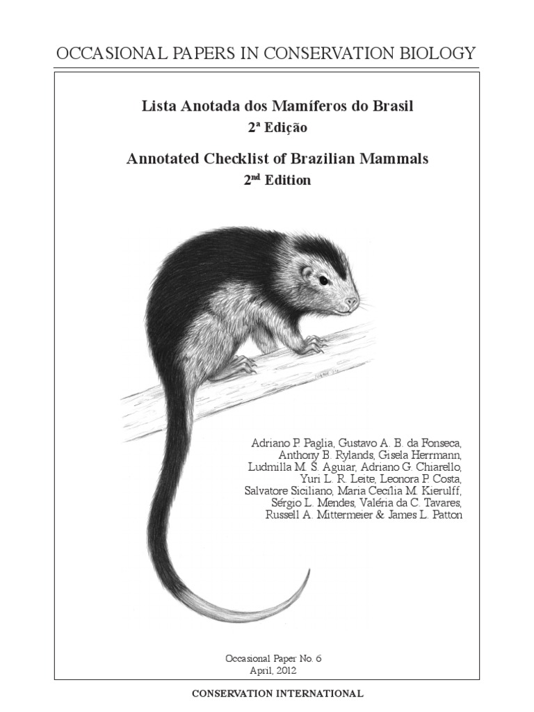 Lista Anotada de Mamíferos Do Brasil | PDF | Naturaleza, image size:768x1024