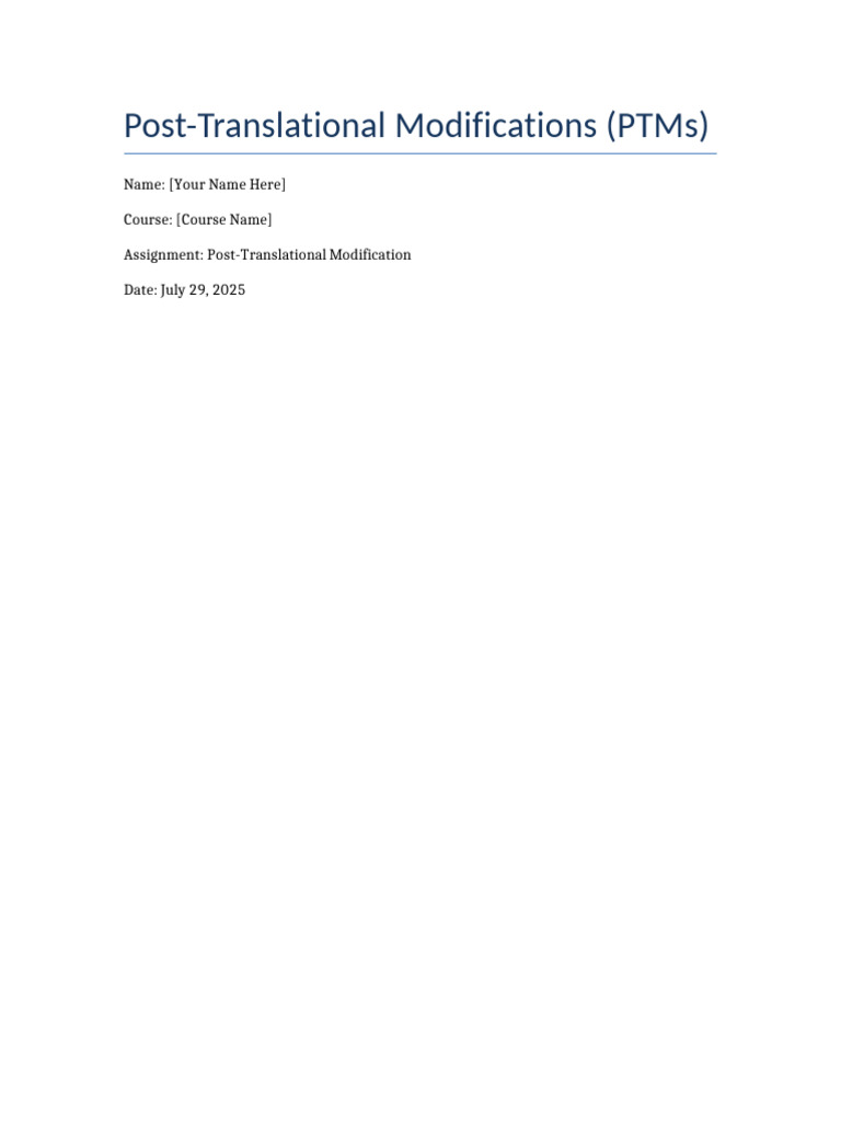 Post Translational Modifications Text Only | PDF | Proteins | Proteolysis