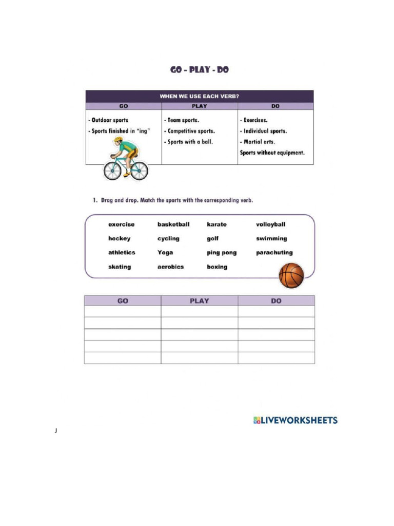 Worksheet Go Play Do Go Sport | PDF