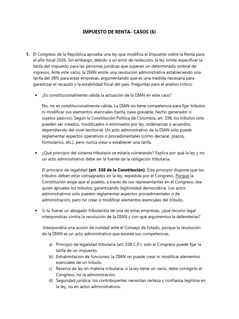 Análisis del Impuesto de Renta en Colombia | PDF | Impuestos | Impuesto ...