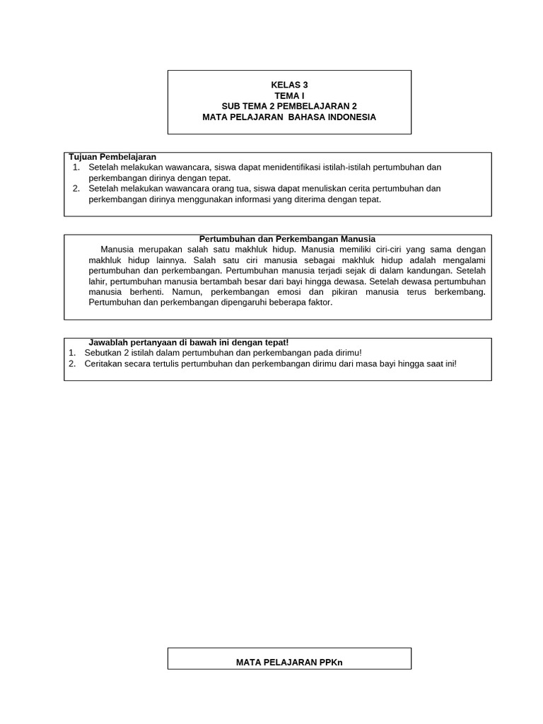 Kelas 3 Tema 1 ST 2 PB 2 | PDF