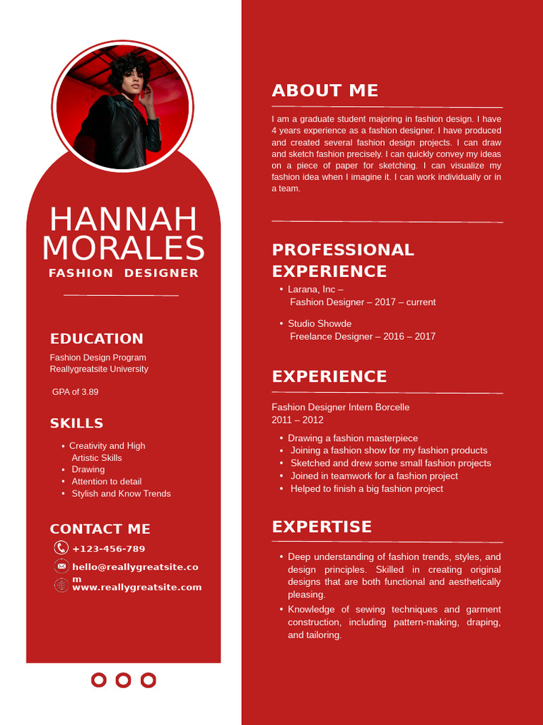 Red White Modern Fashion Designer Resume | PDF