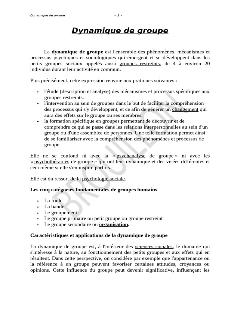 Comprendre la dynamique de groupe | PDF | Enseignement des Arts ...
