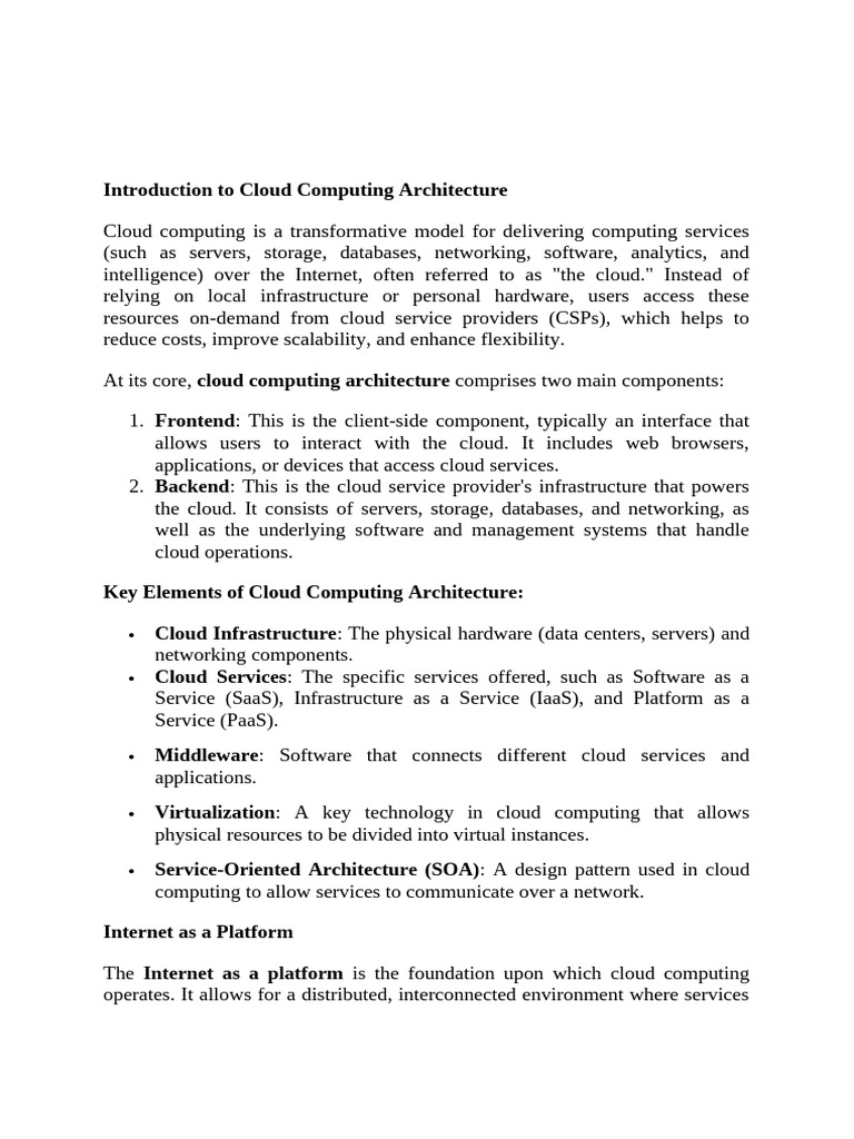 Cloud Computing Architecture Overview | PDF | Cloud Computing ...