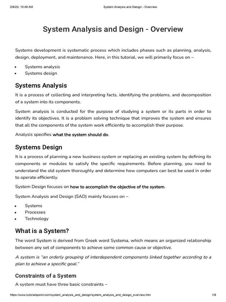 System Analysis and Design Overview | PDF | System | Feedback