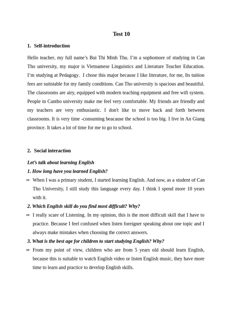 Test 10 | PDF | English Language | Cognition