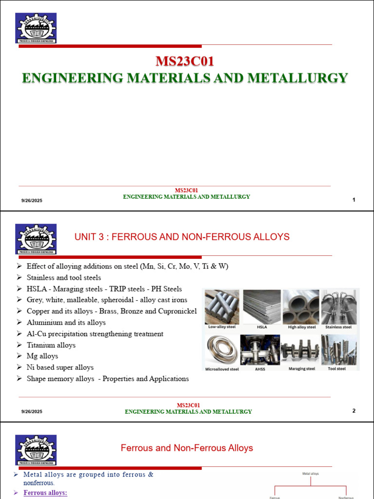 Ferrous and Non-Ferrous Alloys Overview | PDF | Alloy | Steel