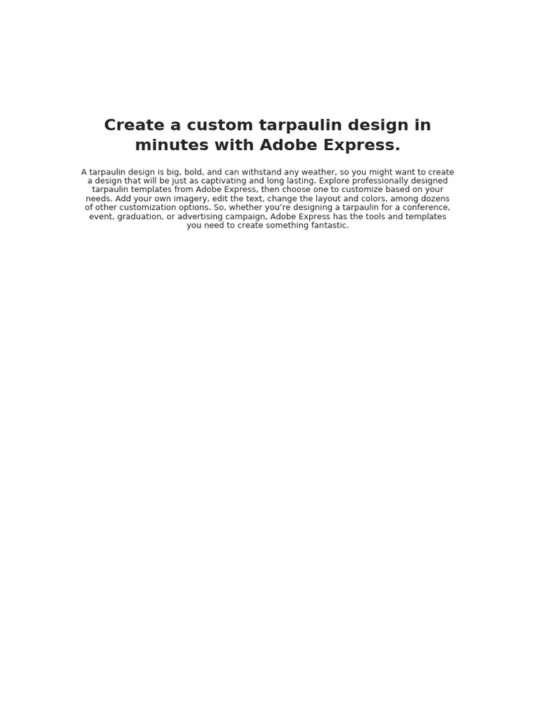 Custom Tarpaulin Design with Adobe Express | PDF