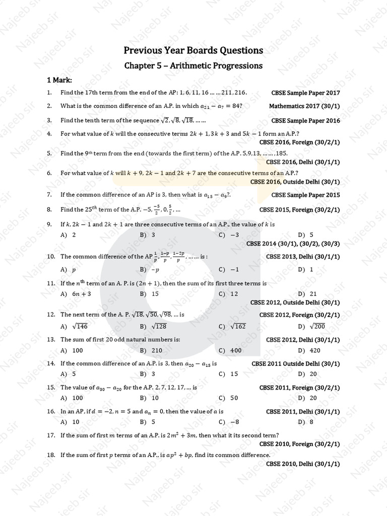 Assignment (Arithmetic Progression) | PDF | Ratio | Discrete Mathematics