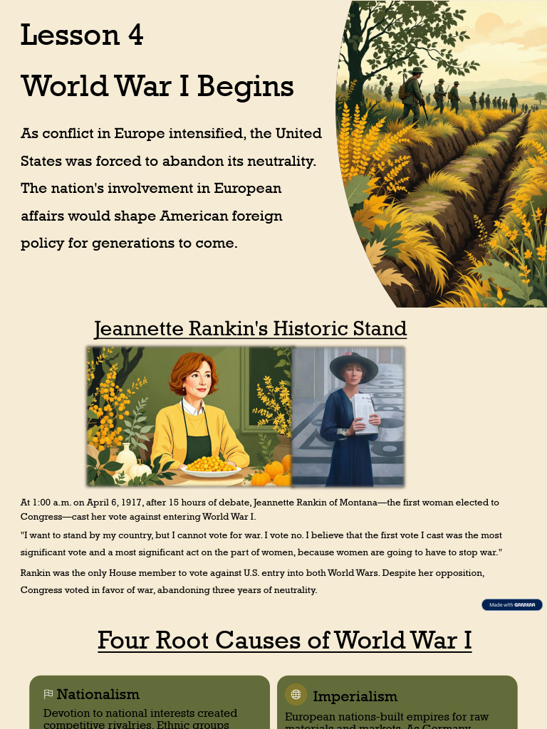 Lesson 4 World War I Begins 2025 | PDF | World War I | German Empire