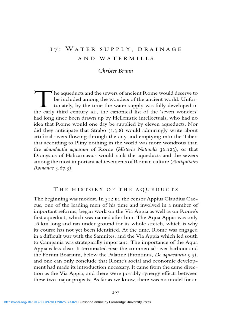 Water Supply Drainage and Watermills | PDF | Ancient Rome