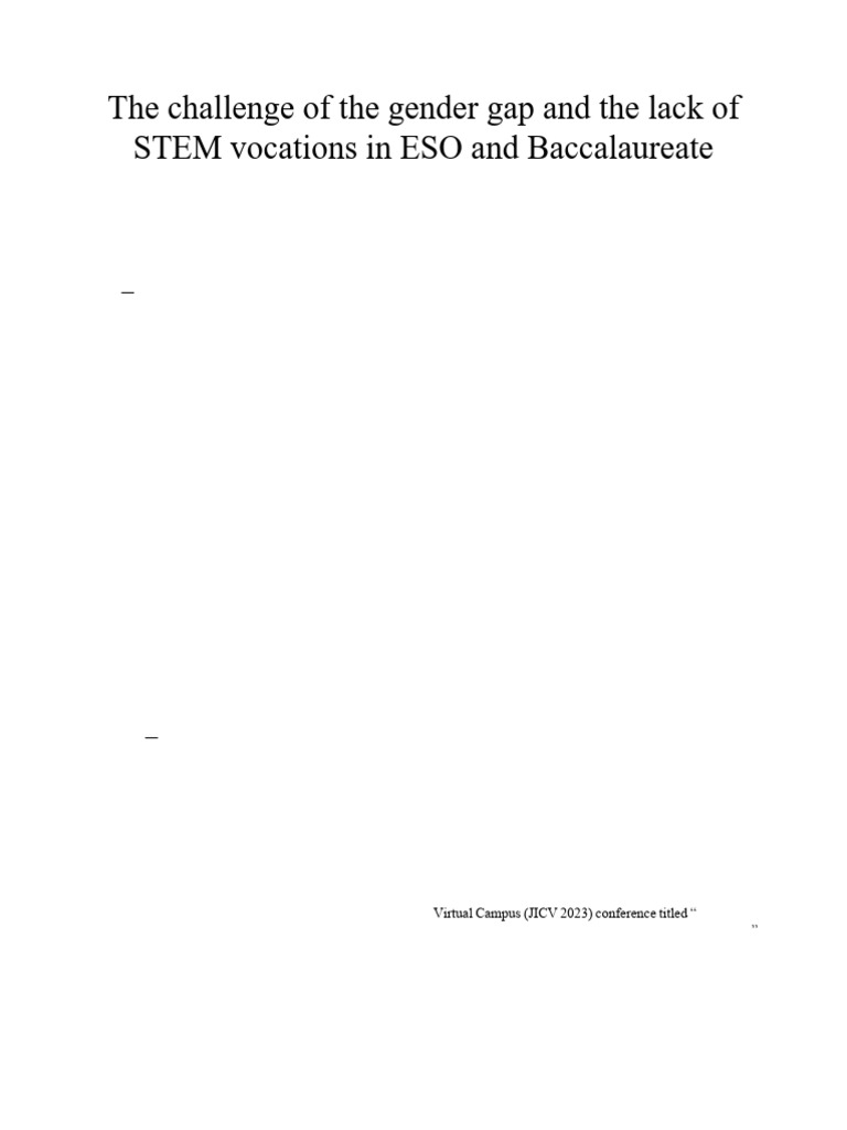 The Challenge of The Gender Gap and The Lack of STEM Vocations in ESO ...