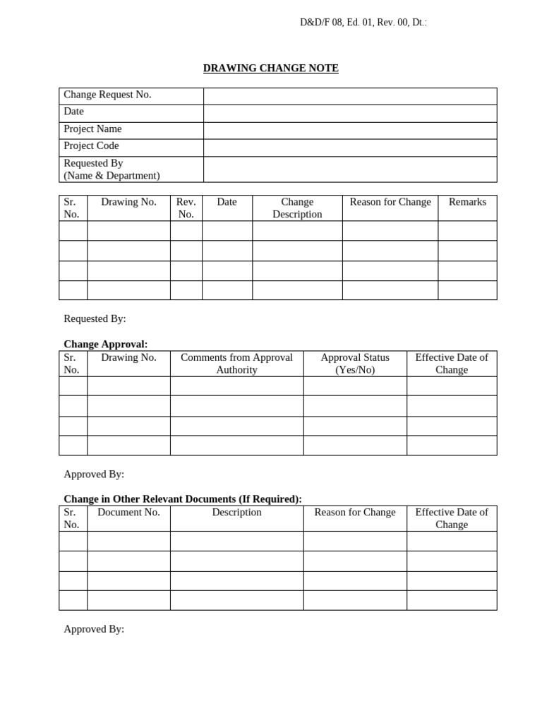 Drawing Change Note Template | PDF