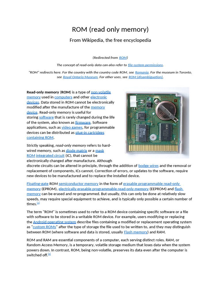 Understanding Read-Only Memory (ROM) | PDF | Read Only Memory ...
