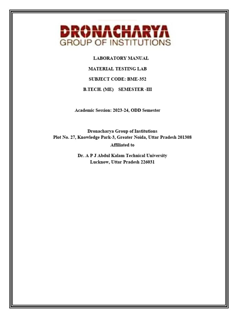 Material Testing Lab Manual BME-352 | PDF | Hardness | Nondestructive ...