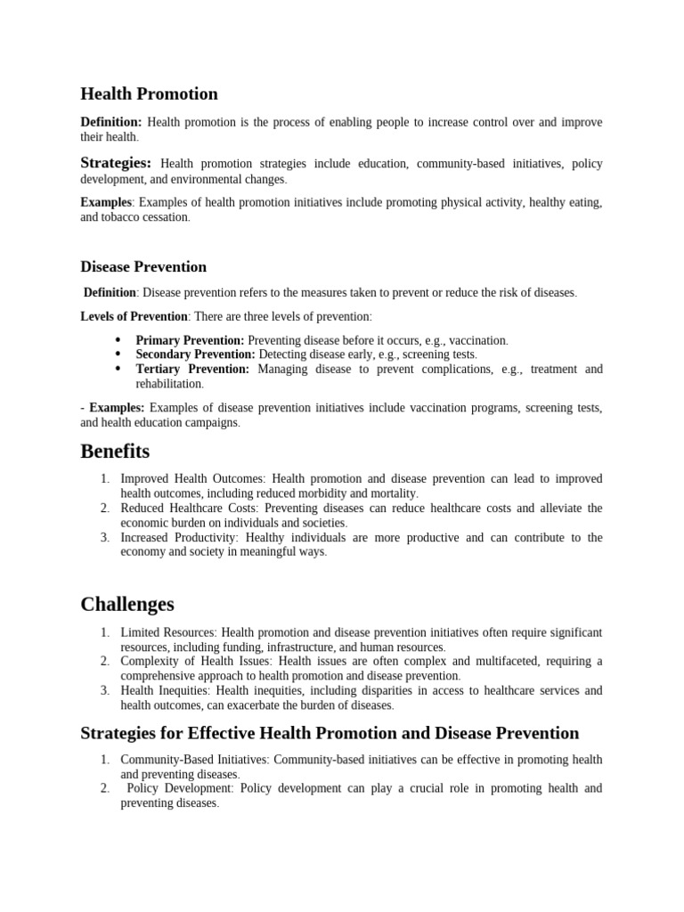 Health Promotion and Disease Prevention | PDF | Preventive Healthcare ...