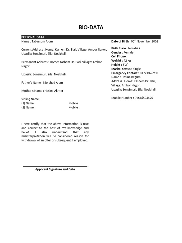 Bio Data Format 03 - 0QApSC6SCnDVpvP | PDF