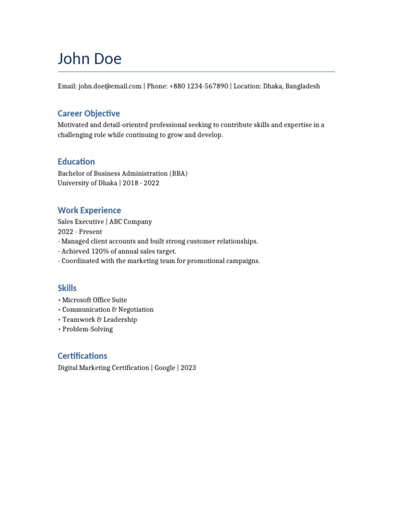 Sample CV | PDF