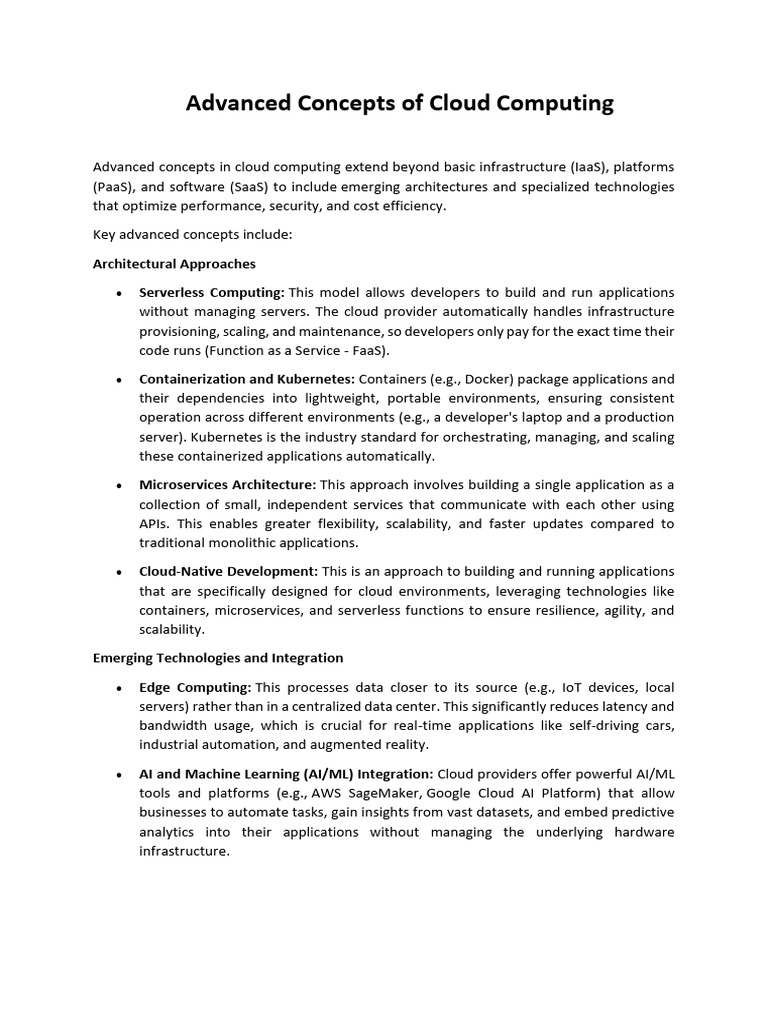 Advanced Cloud Computing Concepts | PDF | Cloud Computing | Scalability