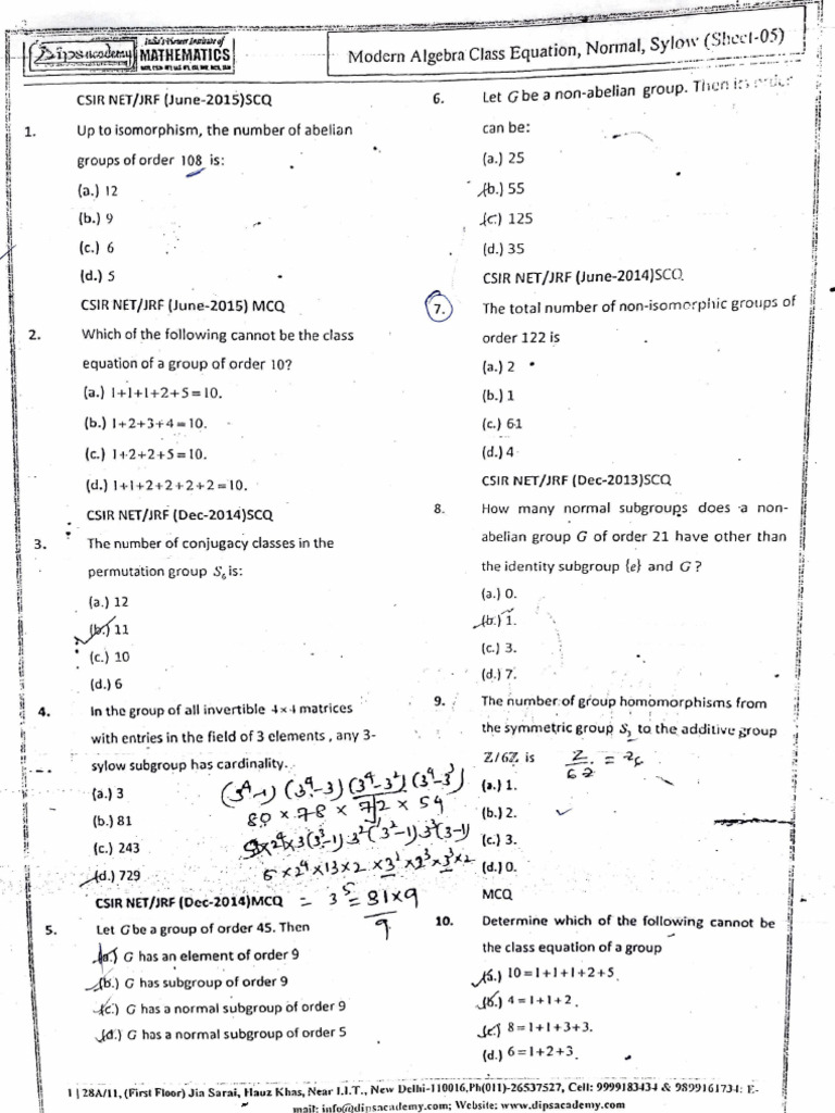 Modern Algebra: Group Theory MCQs | PDF | Group (Mathematics ...