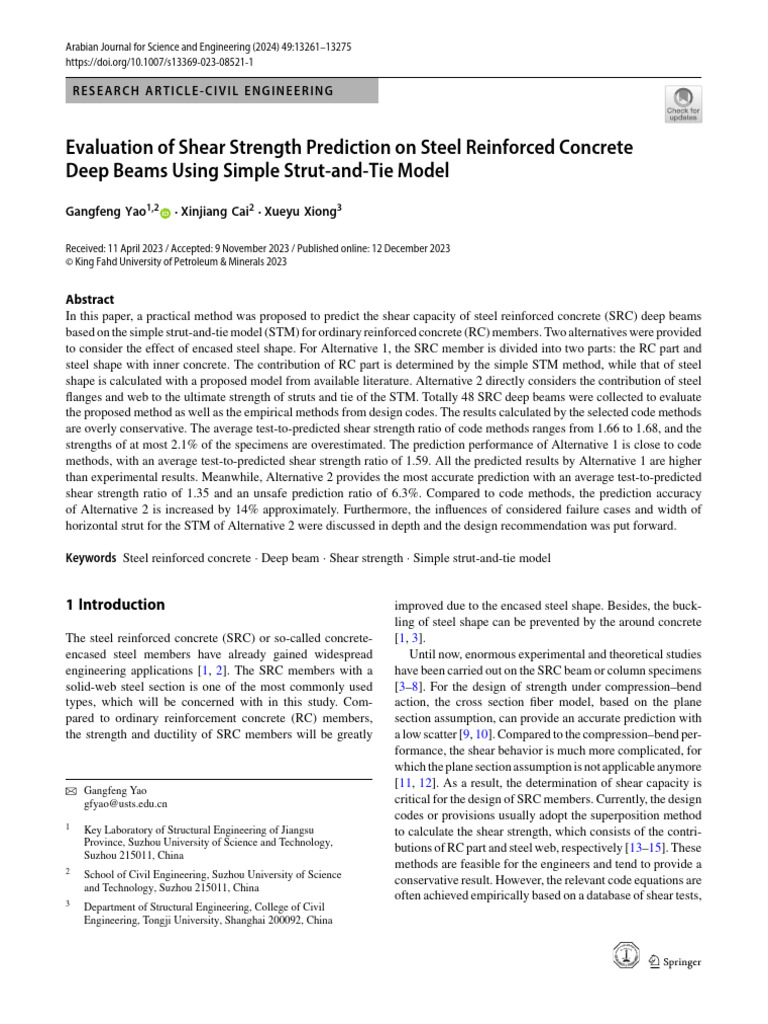 Shear Strength of SRC Deep Beams Analysis | PDF | Beam (Structure ...