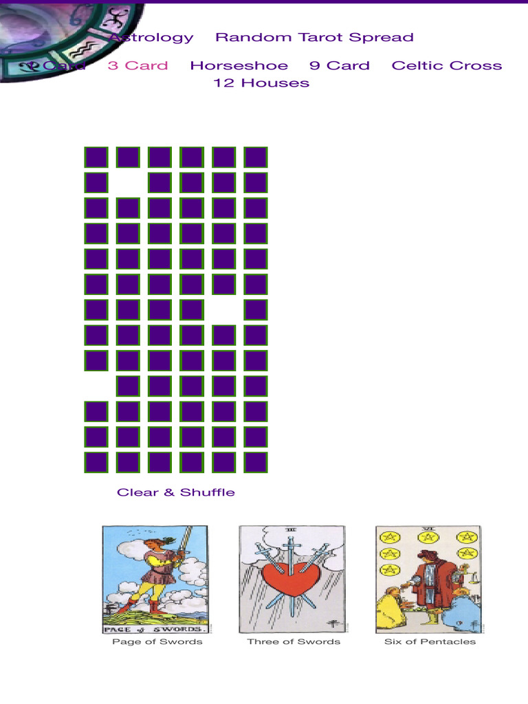Tarot Random Tarot Spreads Celtic Cross Nine Card Spread Horseshoe | PDF