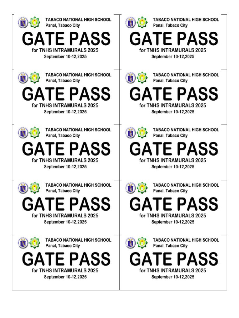 Intrams Pass Slip | PDF