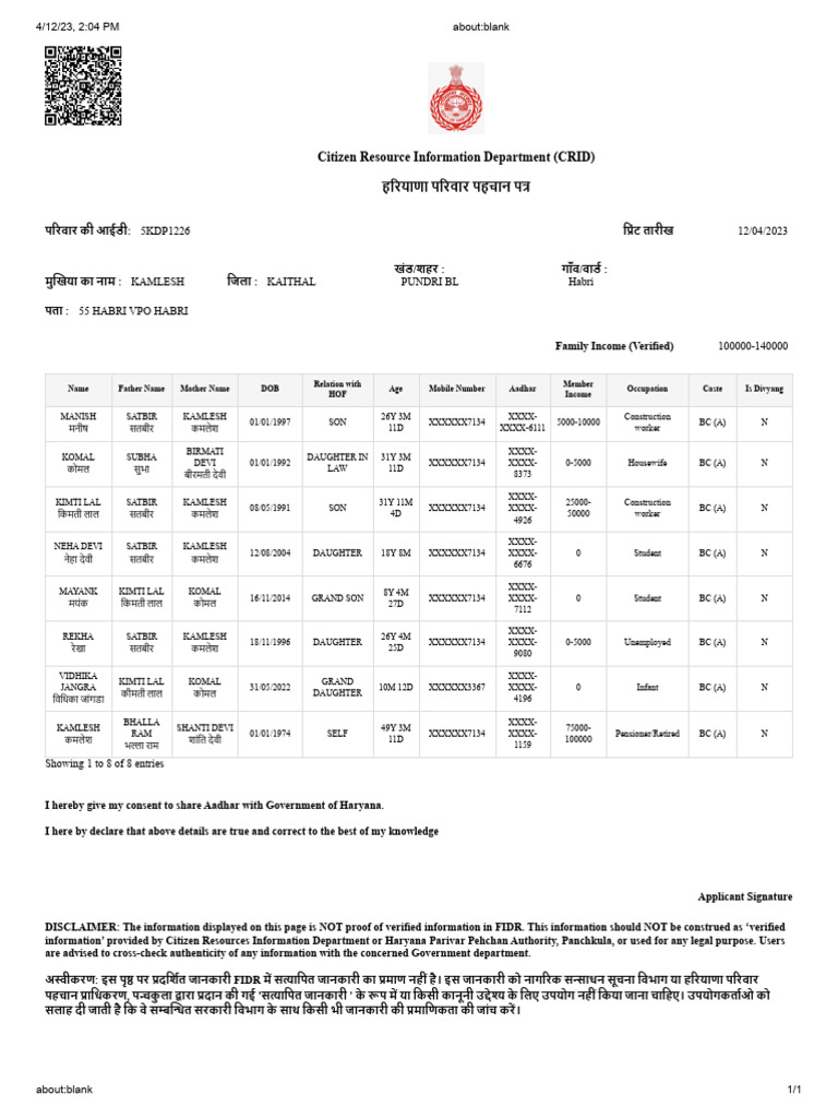 Citizen Resource Information Department (CRID) | PDF
