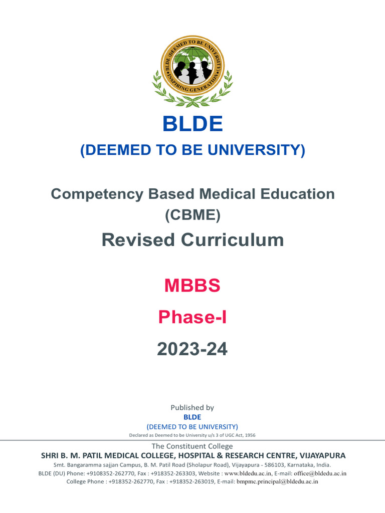 MBBS Phase 1 Curriculum 2023 24 | PDF | Health Care | Medicine