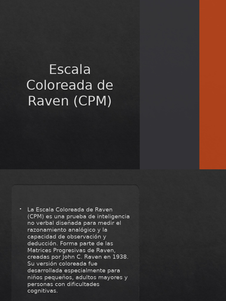 Escala Coloreada de Raven: Evaluación Cognitiva | PDF | Inteligencia ...