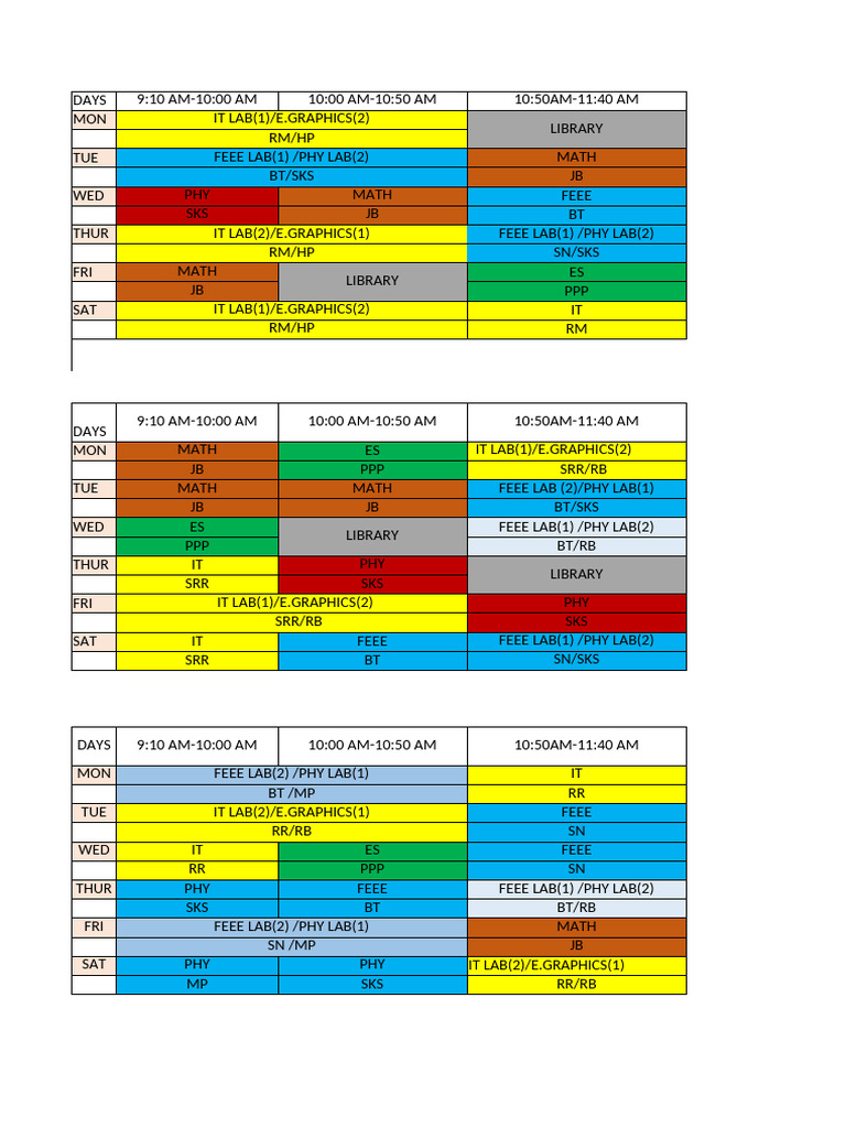 Updated Time Table For 2025-28 Batch (Odd Sem) | PDF
