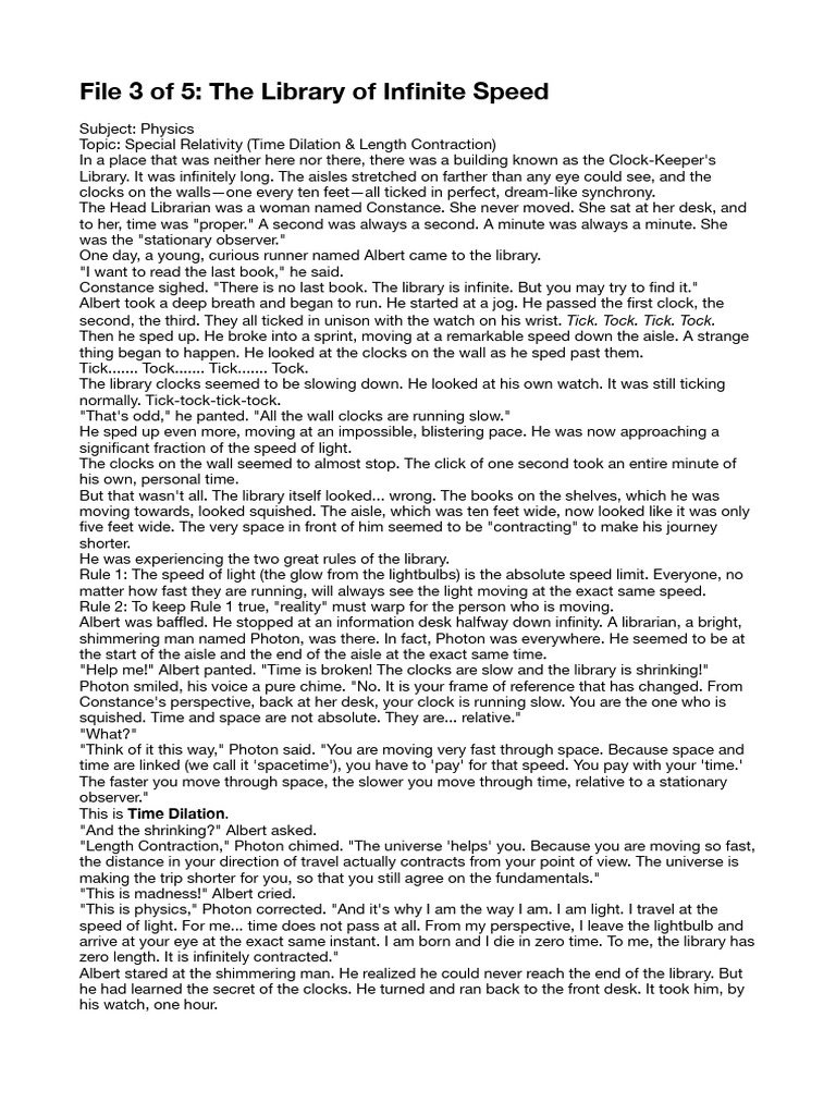 File 3 of 5 the Library of Infinite Speed | PDF | Spacetime | Space