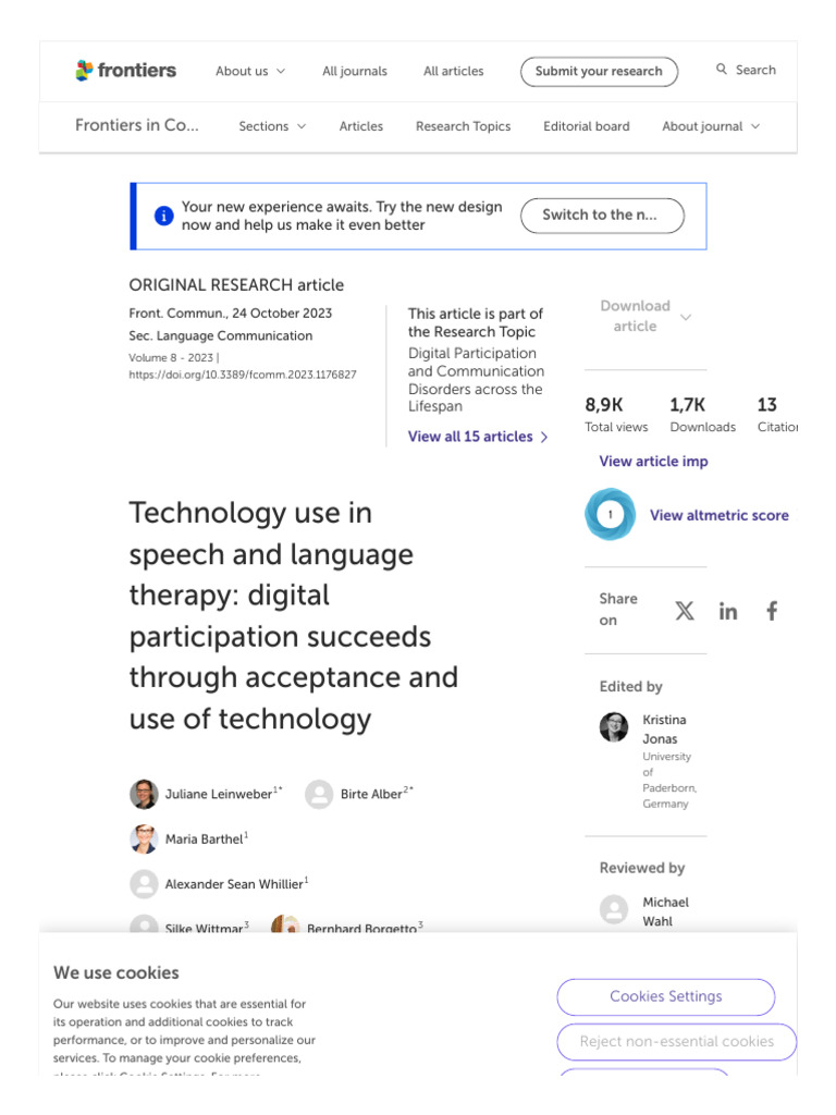 Frontiers - Technology Use in Speech and Language Therapy - Digital ...