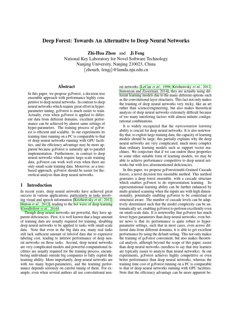 Deep Forest - Towards An Alternative To Deep Neural Networks | PDF ...