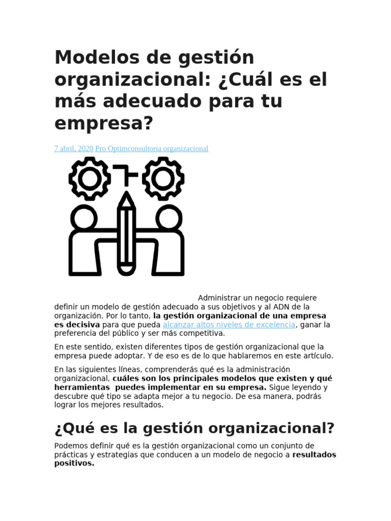 Modelos de Gestión Organizacional Efectivos | PDF | Business | Toma de ...