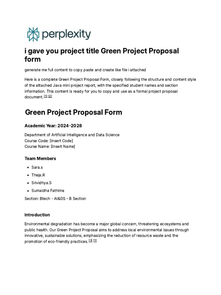 Green Project Proposal Template | PDF | Energy Conservation | Recycling