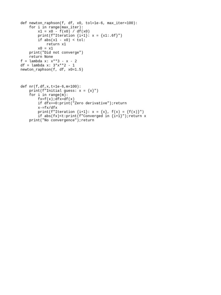 Newton Raphson Method Pdf