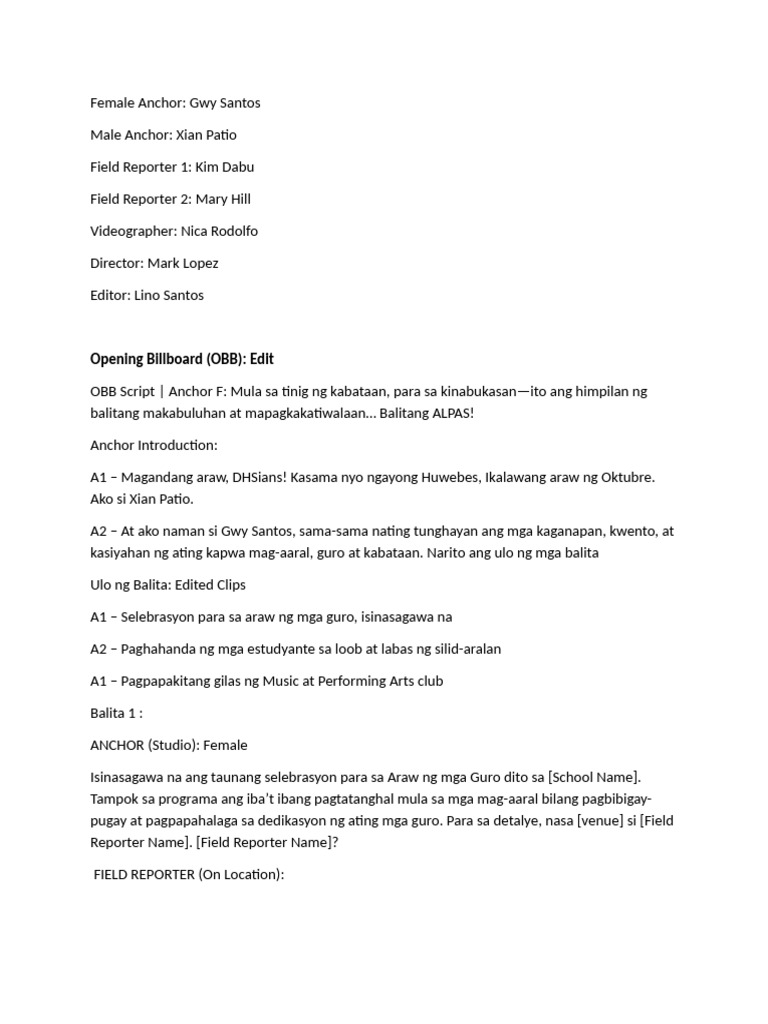 Teachers Day TV Broad Script 1 | PDF